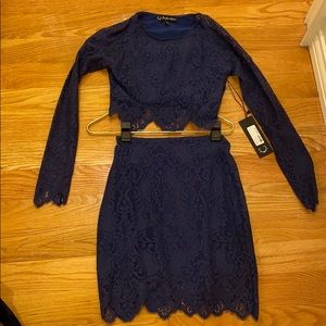 For love & lemons navy two piece lace set